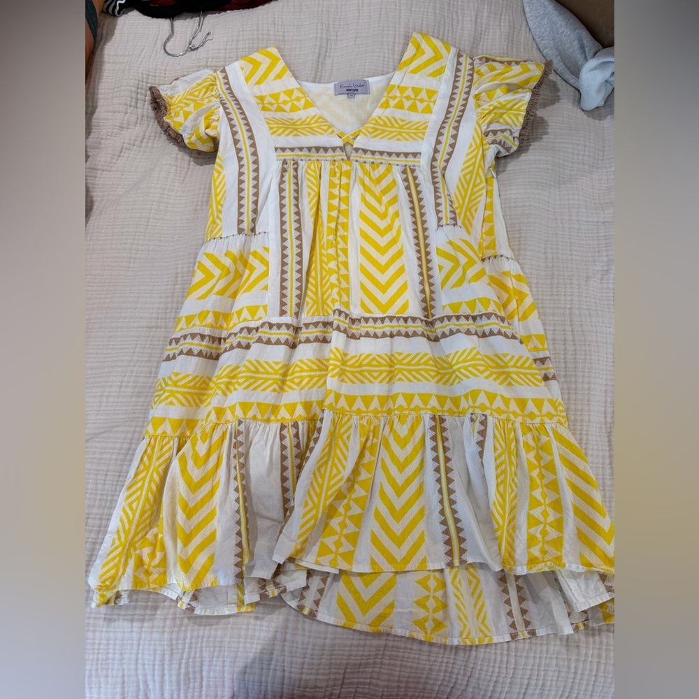 Yellow and White Patterned Dress